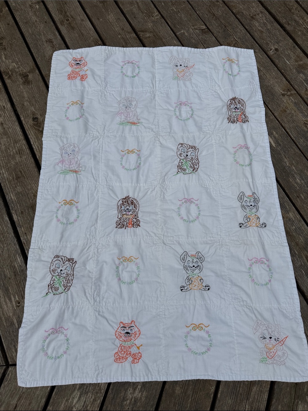 Vintage embroidered baby blanket